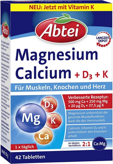 Abtei Magnesium+Calcium+D3+K Tabl (42 Stück, Tabletten)