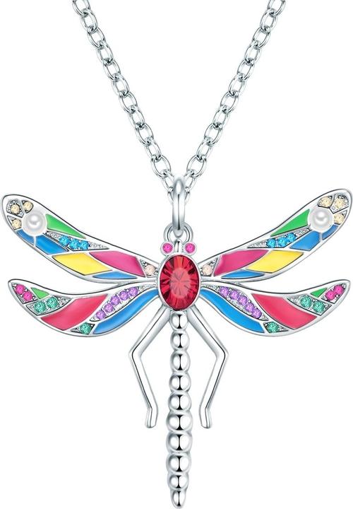 Immagine prodotto Lulu & Jane Libellula da donna in ottone decorata con cristalli di Swarovski® pearl (synth.) argento 61,0 cm - (Ottone, 61 cm)