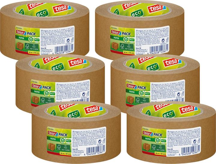 Image du produit tesa 6x ruban d'emballage PAPER ecoLogo (50 mm)