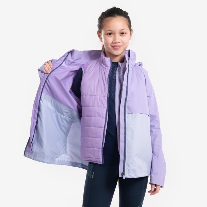 Immagine prodotto Kiprun Giacca da running per bambini 3-in-1 impermeabile e rimovibile - viola (122)