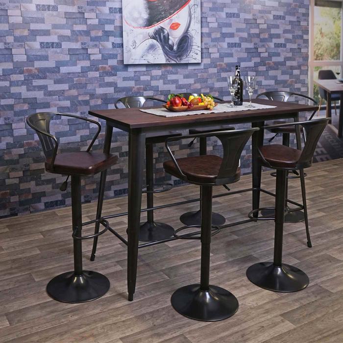 Actual product image Swisshandel24 Bar table, high table Bar table, industrial design Elm wood FSC-certified 106x147x60cm vintage sc