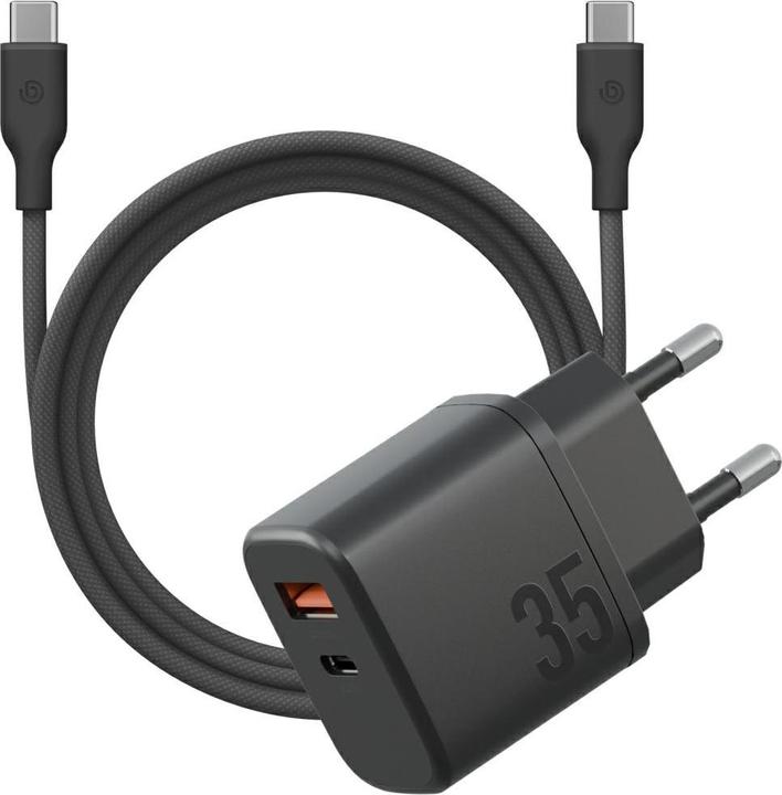Actual product image Energea Wall Charger Bazic Goport Velox Kit 1xUSB-C 1xUSB-A GaN 35W with cable black (35 W)