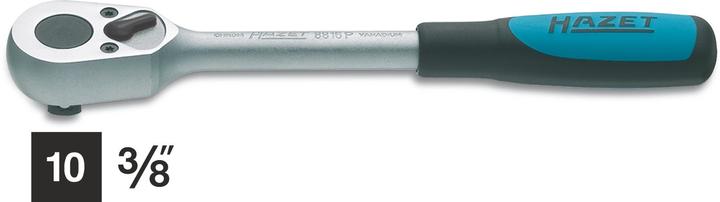 HAZET Reversible ratchet 8816P ∙ Square, solid 10 mm (3/8 inch) (3/8")