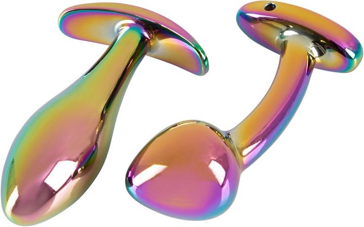 Actual product image Anos Metal Butt Plug Set Rainb