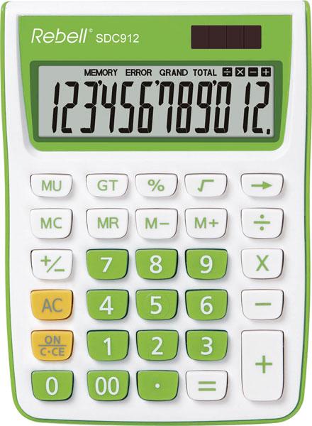 Produktbild Rebell RE-SDC912GR Tischrechner SDC912, 12-stelliger Tischrechner für Büro und Zuhause, Dualbetrieb (Solarzellen, Batterien)