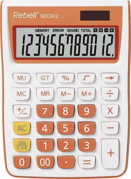 Rebell RE-SDC912OR Tischrechner SDC912, 12-stelliger Tischrechner für Büro und Zuhause, Dualbetrieb (Batterien, Solarzellen)