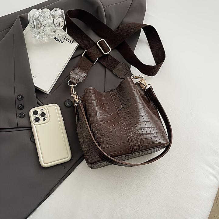Produktbild Only-Bags.Store Bucket Bag mit Krokodilmuster - Vielseitige Schulter- und Umhängetasche, schmutzabweisendes