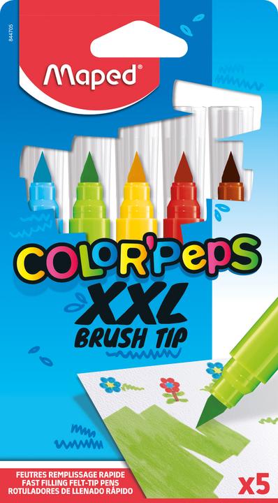 Produktbild Maped Fasermaler XXL COLOR'PEPS BRUSH TIP, 5er Kartonetui (Farbig sortiert, 5 x)