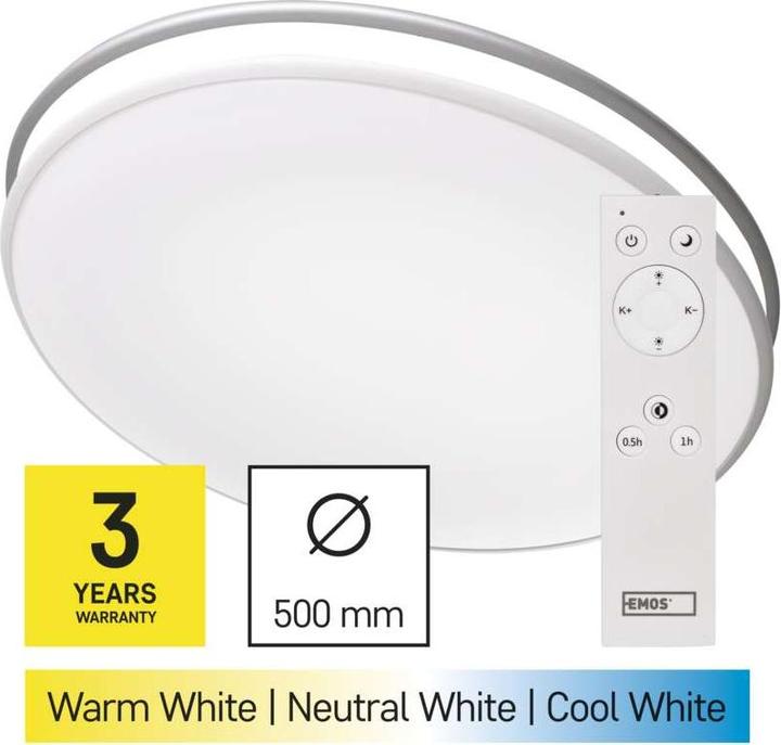 Actual product image Emos LED Ceiling lamp ALVI, round 36W, dimmable, changeable CCT (2880 lm)