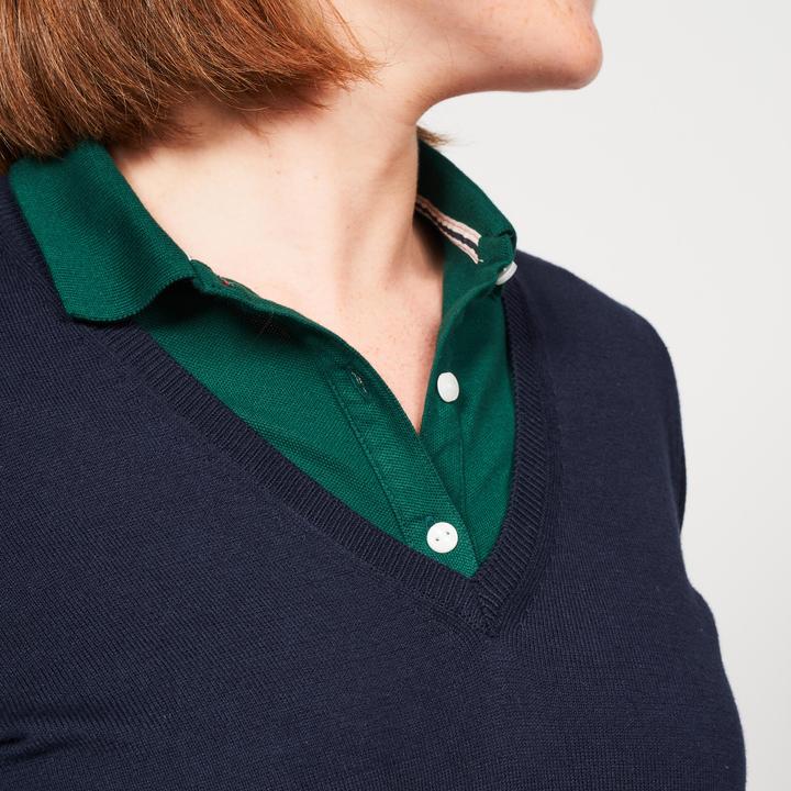 Immagine prodotto Inesis Pullover da golf da donna con scollo a V in cotone - CW100 blu navy (XS)
