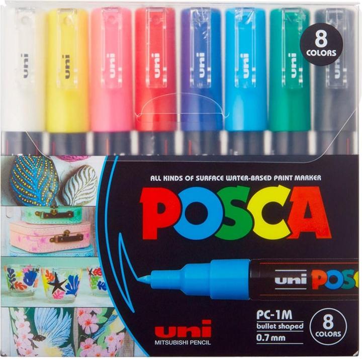 Image du produit Posca Extra Fine Marker PC-1M Etui 8 Stk Assorted (Assortiment, 0.70 mm, 8 x)