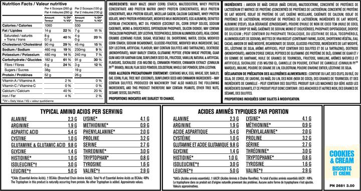 Nutritional values and ingredients Mutant Mass (Vanilla, 1 pcs., 2200 g)