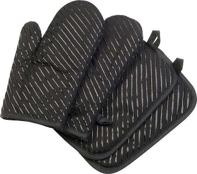 Produktbild Rosenstein & Söhne 4er-Set Silikon-Anti-Rutsch-Ofenhandschuh & XL-Topflappen (Untermaterial: 100 % Polyester, Füllung: recycelte Baumwolle, Obermaterial: 100 % Baumwolle mit Silikon-Profil)