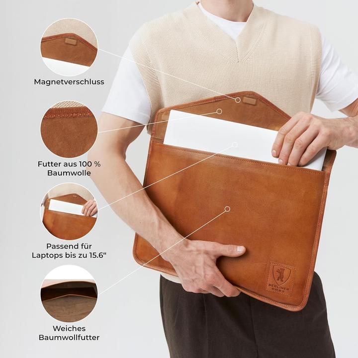 Produktbild Berliner Bags Vintage Laptoptasche aus Leder (15.60")