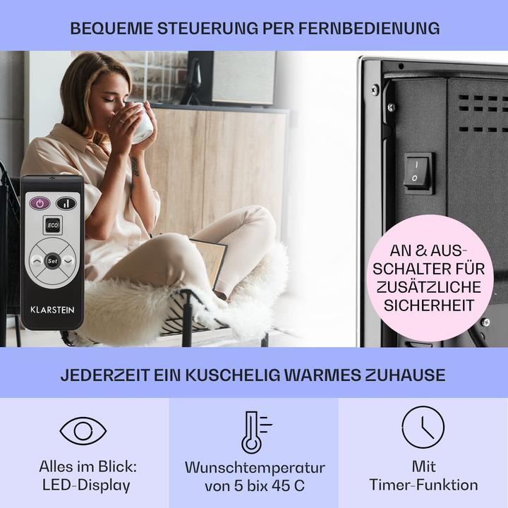 Produktbild Klarstein Elektroheizung, Schwarz, Bornholm - 40 m2 (2000 W)