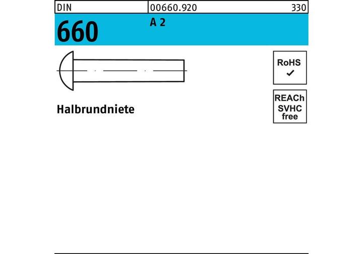 Produktbild Halbrundniete DIN 660 4 x 5 A 2