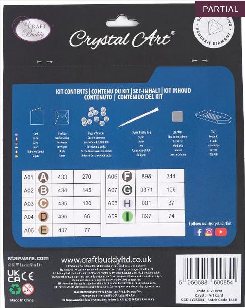 Produktbild Craft Buddy Yoda, Karte 18x18cm Crystal Art