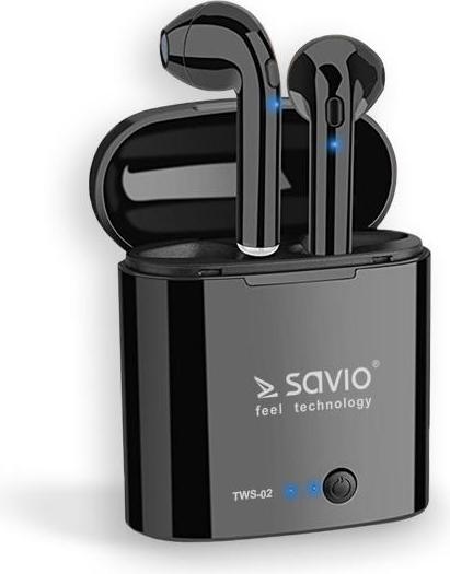 Image du produit Savio TWS-02 Casque d'écoute sans fil Bluetooth Noir (pas de réduction du bruit, 100 h, Sans fil)