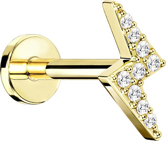 Produktbild Star Piercing Micro Labret Innengewinde vergoldet Blitz mit Kristall (Chirurgenstahl 316L, Messing)