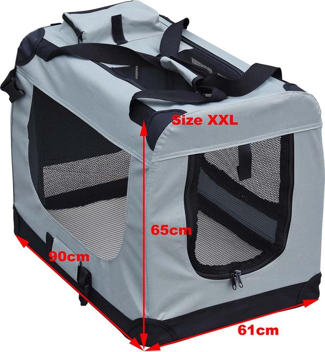 Actual product image Wiltec Fudajo Transport Box XXL Foldable Grey 90x63x63cm Dog Box Cat Box Travel Box (Dog, Foldable)