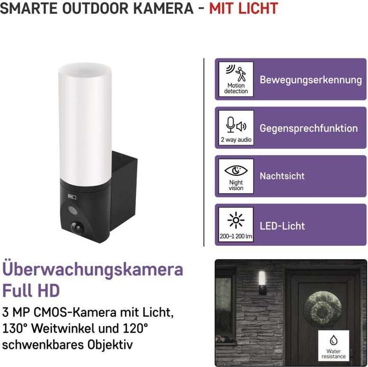 Produktbild Emos GoSmart Rotierende Outdoor IP Kamera mit WiFi und Licht IP-310 TORCH, schwarz (2304 x 1296 Pixels)