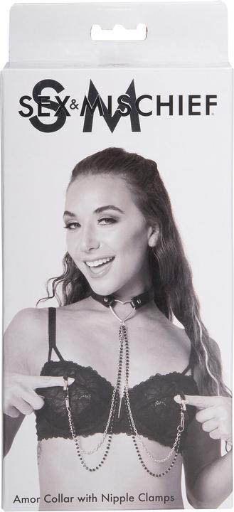 Actual product image Sex & Mischief S&M - Cupid Collar with Nipple Jewelry