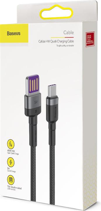 Actual product image Baseus Cafule HW Quick Charging Data cable USB Double-sided Blind Interpolation For Type-C 40W 1m Gray b... (1 m, USB 3.2 Gen 2, 40 W)
