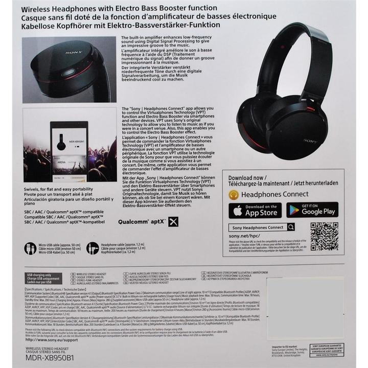 Produktbild Sony Mdr-Xb950b1 (18 h, Kabelgebunden)