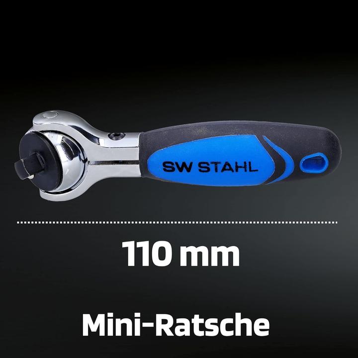 Immagine prodotto SW-Stahl 05715L Cricchetto reversibile da 1/4 di pollice I Testa girevole a 270 gradi I Mini cricchetto I (1/4")