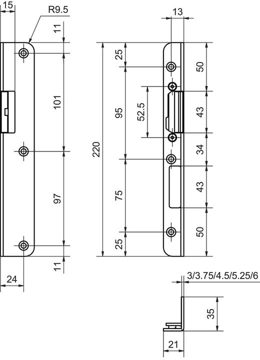 Actual product image Glutz Angle strike plates V-1123 (Door set)