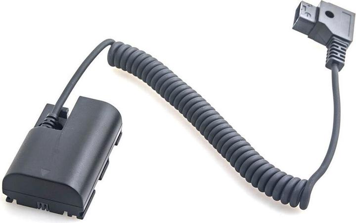 Actual product image Caruba Canon LP E6 Full Decoding Dummy Battery +D TAP B Type Connector (Spring Cable)