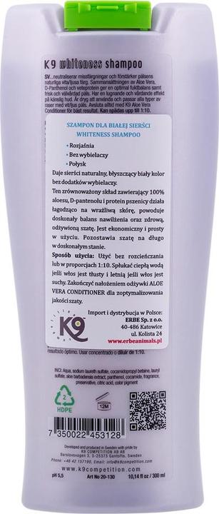 Image du produit K9 Shampooing Whiteness 300Ml Aloe Vera - (718.0530) (Chien, Chat, Rongeur, 300 ml)