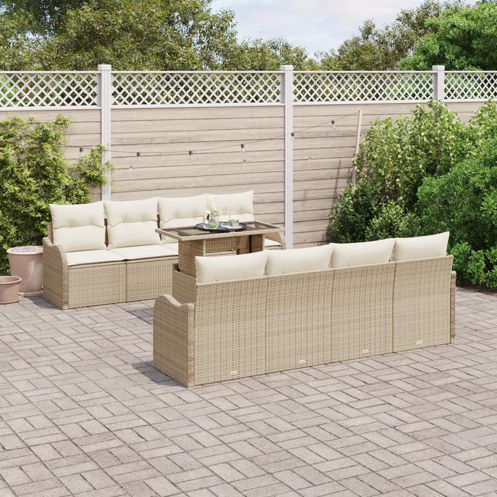 Produktbild VidaXL 9-teiliges Garten Sofa Set mit Kissen Beige Poly Rattan