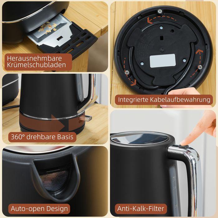 Immagine prodotto Swisshandel24 Wasserkocher Toaster Set Frühstück-Set mit 1,7L Wasserkocher, 2 Scheiben Toaster (1.70 l)