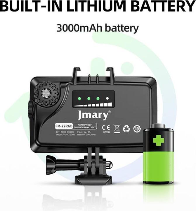 Produktbild Jmary RGB LED Tauchlicht mit GoPro Halterung 40m