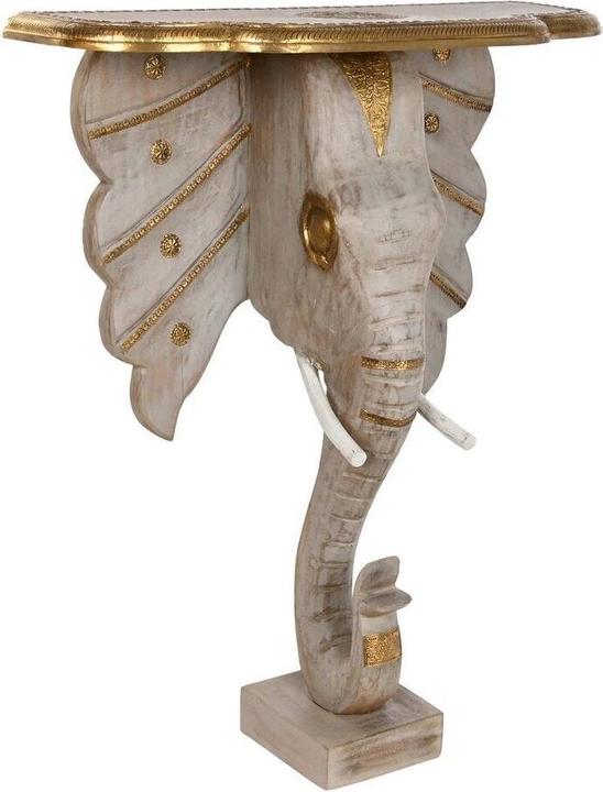 Produktbild DKD Home Decor Console Elephant White Grey Golden Brass Mango wood 80 x 30 x 96 cm