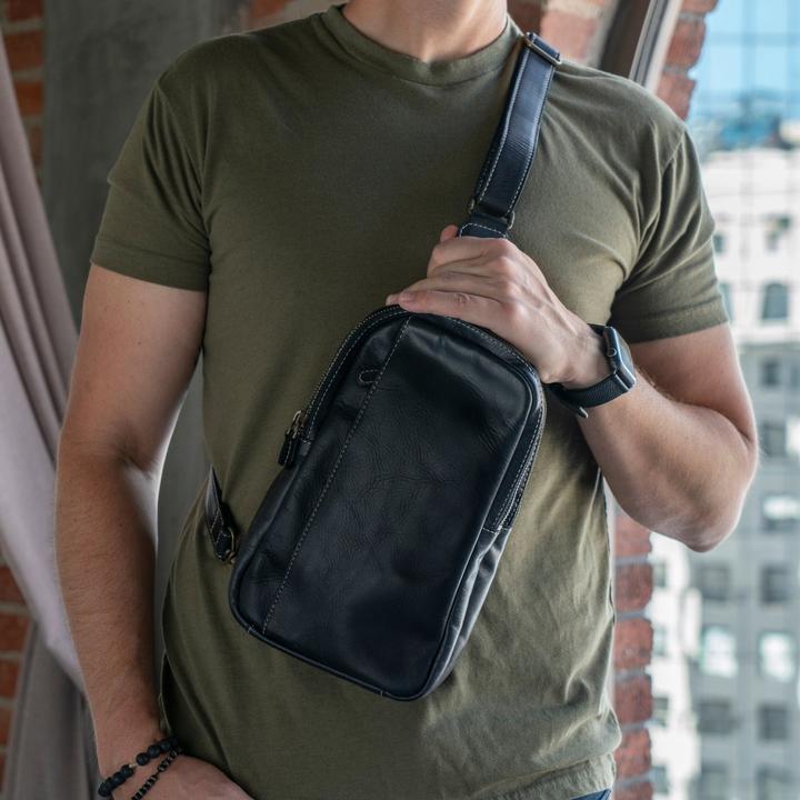 Produktbild Only-Bags.Store Umhängetasche aus genarbtem Leder mit verstellbarem Schultergurt, Umhängetasche aus Leder, Unisex