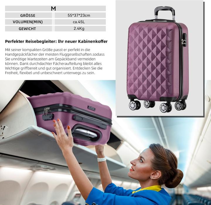 Produktbild Beibye 3-teiliges Hartschalen-Kofferset (115 l, Handgepäck (bis 50l), M (50 - 90l), L (90 - 115l))