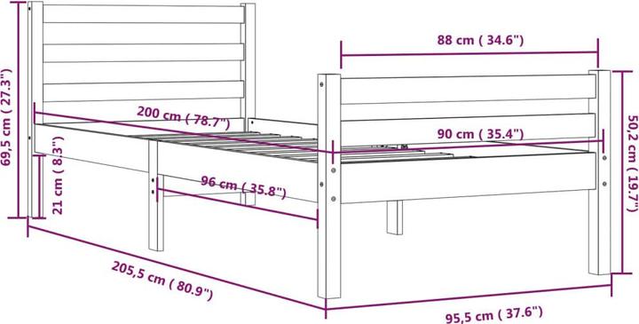 Actual product image VidaXL Ingaborg (90 x 200 cm)