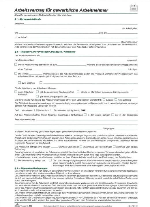Valeurs nutritives et ingrédients Rnk Éditeur Formulaire de contrat de travail industriel/commercial (10 x)