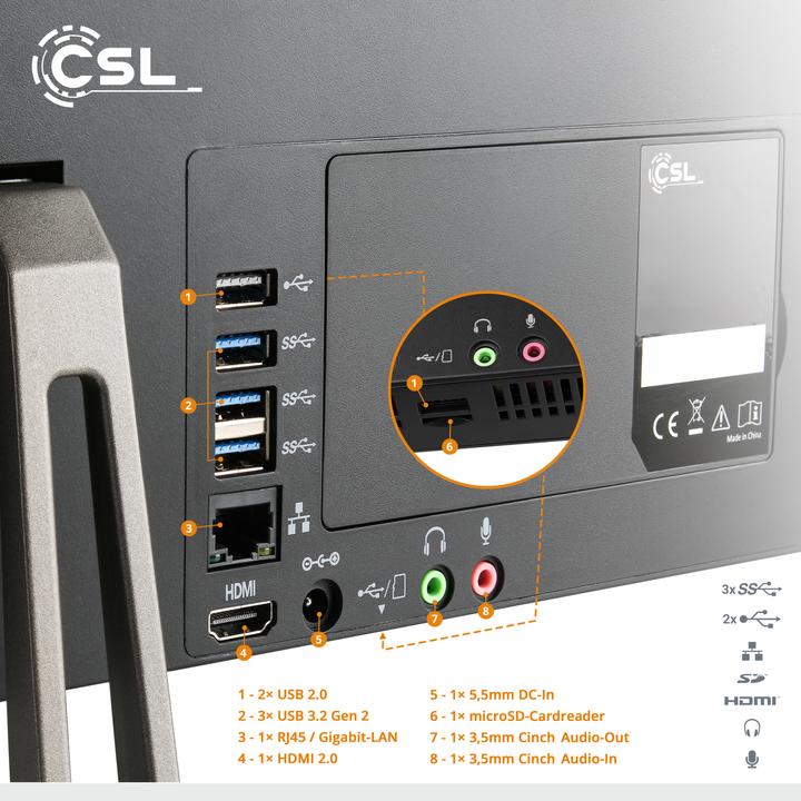 Actual product image CSL All-in-One-PC Unity F27B-ALS 256 GB 16 GB RAM Win 11 Home (16 GB, 256 GB, Intel UHD Graphics)