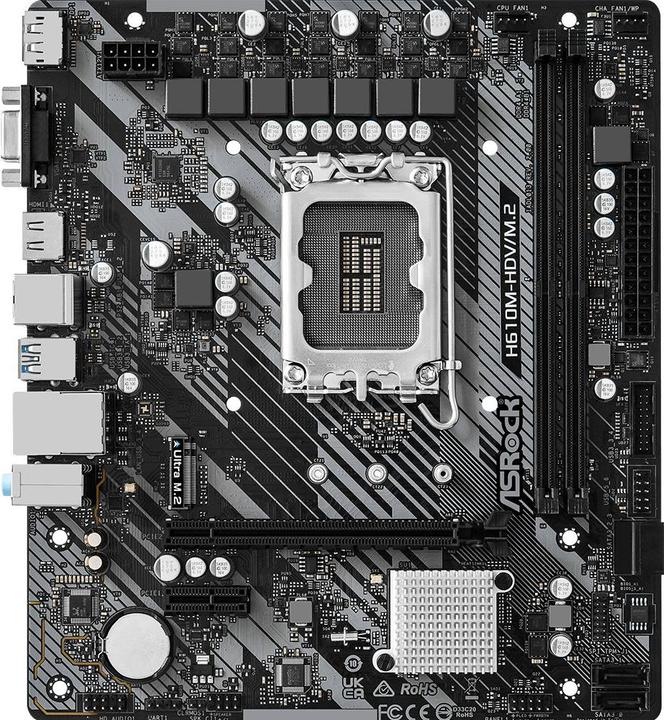 Image du produit AsRock H610M-HDV/M.2 R2.0 (LGA 1700, Intel H610, mATX)