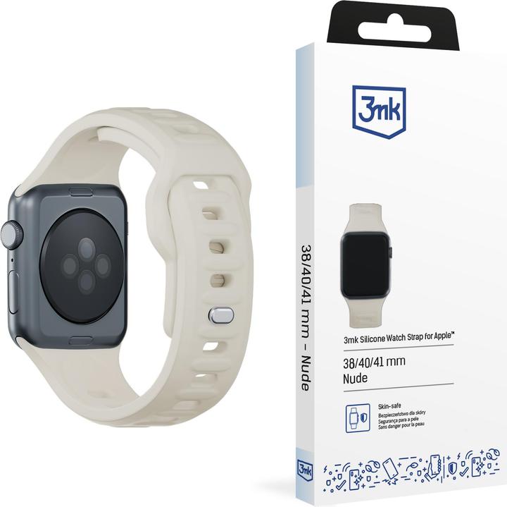 Actual product image 3MK Silicone Watch Strap beżowy/beige dla Apple Watch 38/40/41mm (Silicone, Stainless steel)