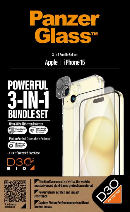 Produktbild PanzerGlass 3-in-1-Pack (1 Stück, Apple iPhone 15)
