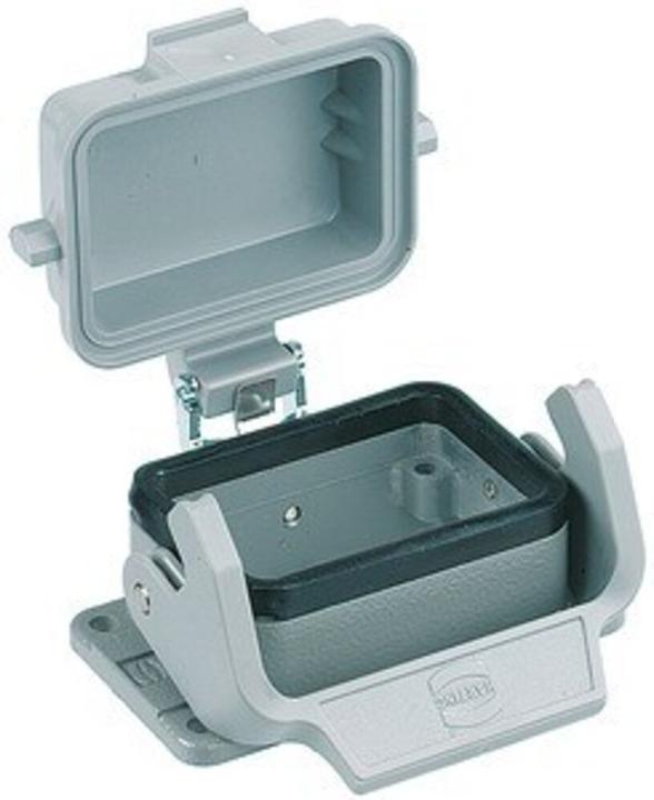 Image du produit Harting HAN B Support de prise type 6BMetall, montage en saillie avec étrier de sécurité et couvercle