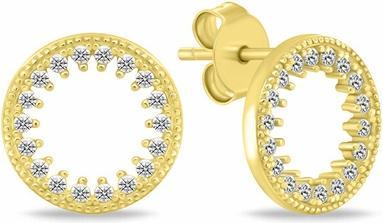 Brilio Silver - Minimalist silver earrings Circles with zircons EA1058W