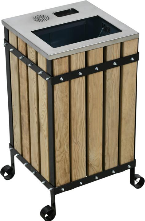 Actual product image Aristar Waste bin with wooden panelling and ashtray (50 l)