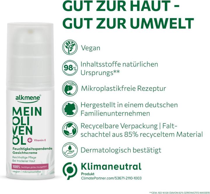Actual product image Alkmene MEIN OLIVENÖL, Feuchtigkeitsspendende Gesichtscreme (50 ml, Face toner)