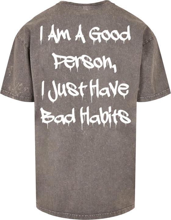 Immagine prodotto Merchcode Bad Habits - Maglietta oversize pesante lavata con acido - 112633 (S)