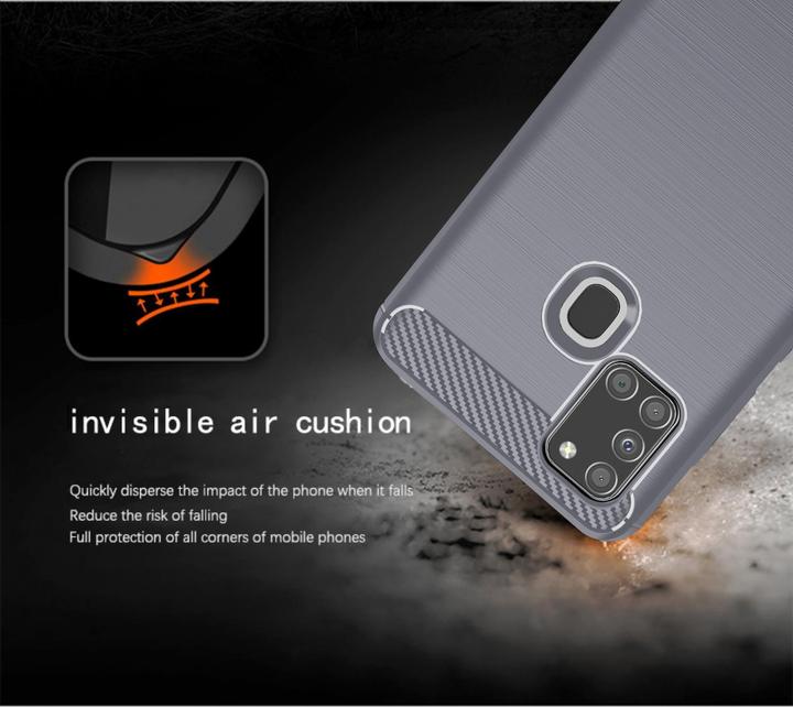 Actual product image Cadorabo TPU Ultra Slim carbon stainless steel Combi Cover (Samsung Galaxy A21s)